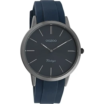 Afbeelding van OOZOO Timepieces Titanium horloge met donker blauwe rubber band C20171