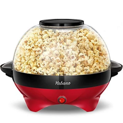 Afbeelding van Yabano Home popcornmachine, popcornmachine met suiker en olie, afneembaar verwarmingsoppervlak, 5 l popcorn, antiaanbaklaag, groot deksel als dienblad, ruimtebesparende opberging