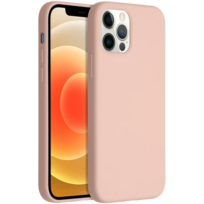 Afbeelding van Accezz Hoesje Geschikt voor iPhone 12 Pro / Siliconen Liquid Silicone Backcover Roze