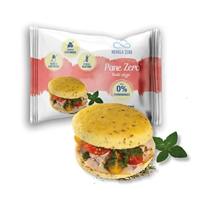 Afbeelding van Nuvola zero brood, smaak pizza, koolhydraatbrood, suikervrij, lactosevrij, rijk aan vezels en eiwitten, glutenvrij, verpakking van 47 gram, gemaakt in Italië
