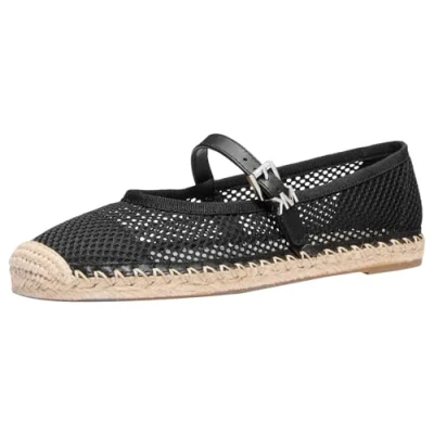 Afbeelding van Michael Kors LYNN Ballet Ballerina&#039;s met enkelbandjes, Dames, Maat: 37, Black Leer en textiel