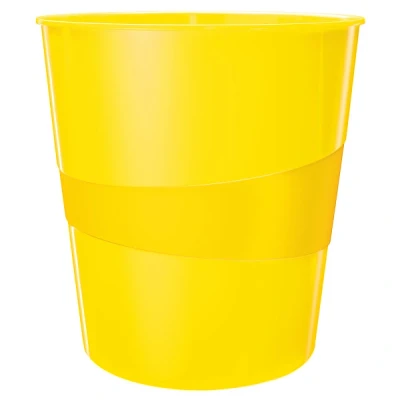 Image de leitz corbeille à papier wow, en plastique, 15 litres, jaune noir