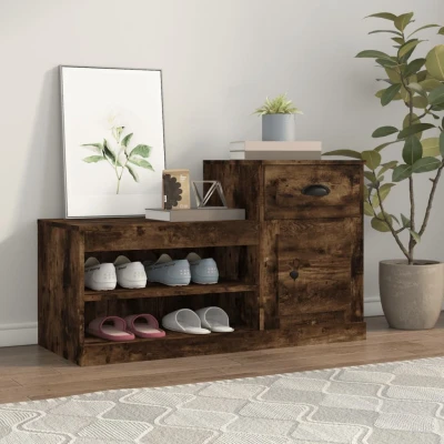Afbeelding van Schoenenkast 100x42x60 cm bewerkt hout gerookt eikenkleurig