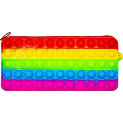 Afbeelding van CRAZE PressNPop pennenzak, Press N POP, sensorisch anti stress speelgoed voor kinderen, volwassenen en volwassenen, bubbelset, hartvorm, kleurrijke patronen, prachtige kleurencombinaties