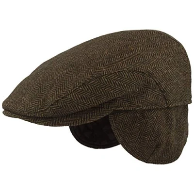 Afbeelding van Wintermuts voor heren, met oorschelpen, flatcap, kleppet, 100% wol, opvouwbare oorbescherming, huidvriendelijk en comfortabel, Groen