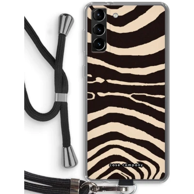Afbeelding van Case Company® hoesje met Koord geschikt voor Samsung Galaxy S21 Plus Arizona Zebra Telefoonhoesje Zwart Bescherming aan alle Kanten en Over de Schermrand