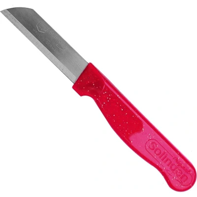 Afbeelding van Solingen Schilmesje Robuust Handvat RVS Glad 16 cm met &quot;Blade Cover&quot; Rood Glitter