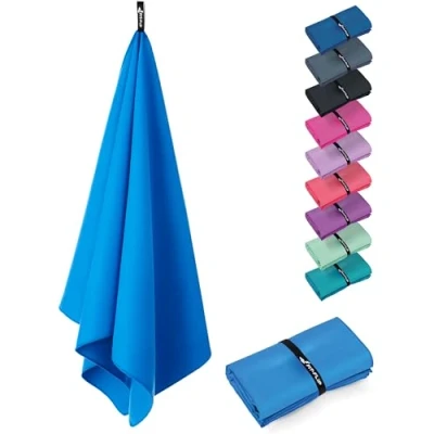 Afbeelding van microvezel handdoek in 8 maten; vederlicht, ultra absorberend en sneldrogend; handdoeken zijn ideaal als reishanddoek, sporthanddoek, strandhanddoek XXL badhanddoek, blauw