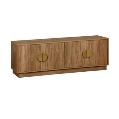 Afbeelding van sweeek 4 deurs exotisch mangohout effect tv meubel b 140 x d 40 h 48cm