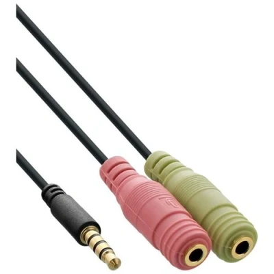 Image de Câble pour casque audio InLine® 3.5mm mâle 4 broches à 2x 2m