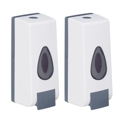Afbeelding van Relaxdays zeepdispenser wandmontage set van 2 350 ml hangend muur keuken wc
