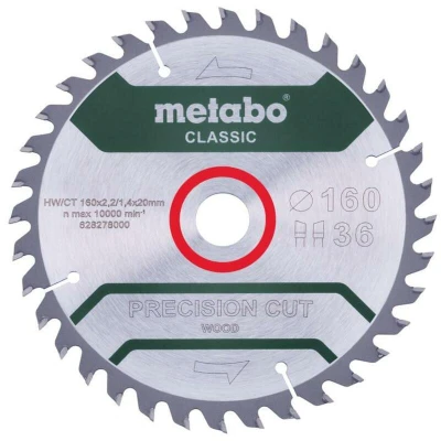 Afbeelding van Metabo PRECISION CUT WOOD CLASSIC 628278000 Cirkelzaagblad 160 x 20 1.4 mm Aantal tanden: 36 1 stuk(s)
