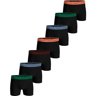 Afbeelding van Björn Borg Cotton Stretch boxers heren normale lengte (7 pack) zwart met gekleurde tailleband Maat: L