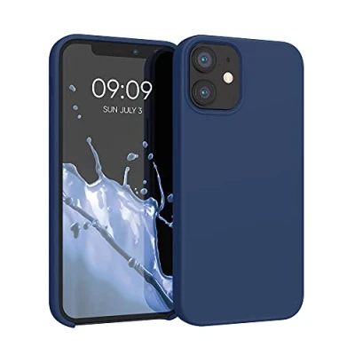 Afbeelding van kwmobile telefoonhoesje geschikt voor Apple iPhone 12 mini Hoesje met siliconen coating Smartphone case in marineblauw