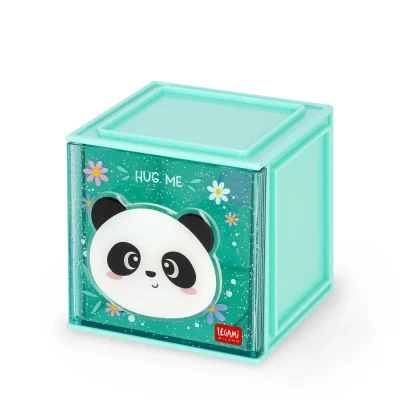 Afbeelding van Legami Cutie Cube Modulaire Desktop Box, Panda Thema Organizer, Opbergdoos, Inclusief Stickervel, Stapelbaar, Multifunctioneel, ABS, 90 x 100 cm
