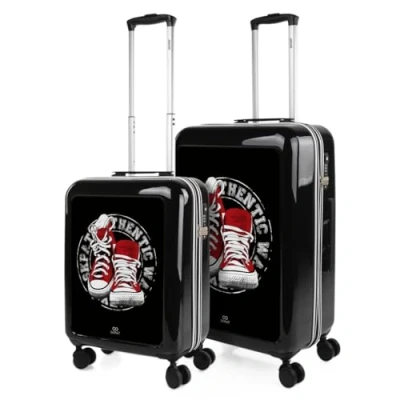 Afbeelding van SKPAT Children&#039;s Travel Suitcases Spel. Middelgrote Koffer en cabinekoffer. Stel resistente lichte reiskoffers in. Set Meisje met Hangslot TSA 133600B, Wandeling