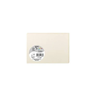 Afbeelding van Clairefontaine 11386C verpakking met 25 afzonderlijke kaarten formaat C6 (11 x 15,5 cm) 210 g/m² kleur: ivoorkleurig uitnodigingskaarten voor evenementen en correspondentie Pollen serie