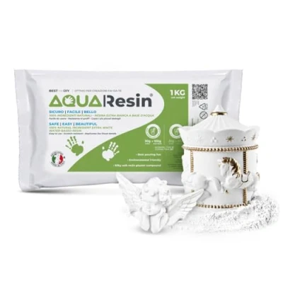 Afbeelding van Reschimica AQUA RESIN Minerale hars van wit poeder, 100% niet giftig en veilig te mengen met gekleurd water ideaal voor gebruik in vormen (1 kg)