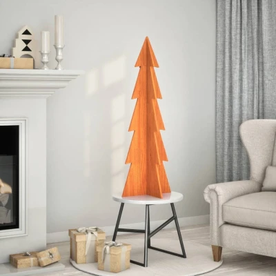 Afbeelding van vidaXL Kerstdecoratie kerstboom 112 cm massief grenenhout wasbruin