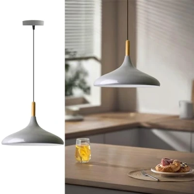 Afbeelding van bamyum Champion Keukenhanglamp van hout en metaal 35 cm hanglamp voor eettafel woonkamer keuken plafondlamp kinderkamer E27