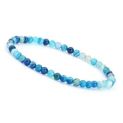 Afbeelding van Unique Gems Bracelet de protection discret en pierres précieuses pour femme Diamètre : 4 mm, 4mm, Pierre précieuse, Agate bleue