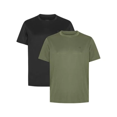 Afbeelding van DANISH ENDURANCE Technisch sportshirt voor heren, zeer ademend, korte mouwen, hardlopen en krachttraining, Veelkleurig (1 x zwart, 1 olijfgroen), M