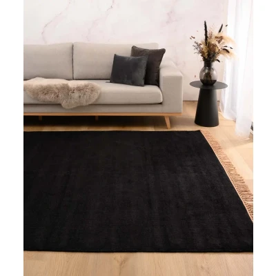 Afbeelding van Viscose Tapijt/Vloerkleed Gem Zwart 120x170 Cm