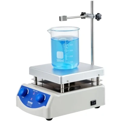 Afbeelding van VEVOR verwarmingsplaat met magnetische mixer, max. 380 C, 0 tot 2000 omw/min, roerder, 3000 ml verwarmingsplaatmixer, steunhouder en roerwerk