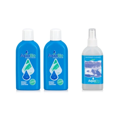 Afbeelding van AquaBio 6 maand onderhoud set voor 2 persoons waterbed (2 x conditioner 6mnd. + 1 reiniger)
