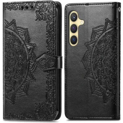 Afbeelding van iMoshion Hoesje Geschikt voor Samsung Galaxy S24 Plus Met Pasjeshouder Mandala Bookcase Zwart