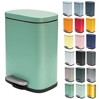 Afbeelding van Spirella Pedaalemmer Venice salie groen 5 liter metaal L21 x H30 cm soft close toilet/badkamer
