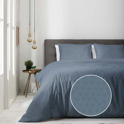 Afbeelding van Dekbedovertrek Luna Embossed Dots 2 persoons (200x220 cm) Microvezel Stippen Blauw Bedding Ga naar Dekbed Discounter.nl &amp; Profiteer Nu