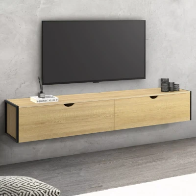 Image de Meuble TV 180 cm suspendu DETROIT 2 portes design industriel