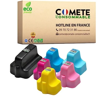 Image de COMETE 363 6 Cartouches d&#039;encre Compatible avec HP Photosmart Marque française