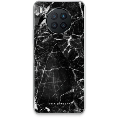 Afbeelding van Case Company® hoesje geschikt voor Huawei Nova 8i Zwart Marmer Soft Cover Telefoonhoesje Bescherming aan alle Kanten en Schermrand