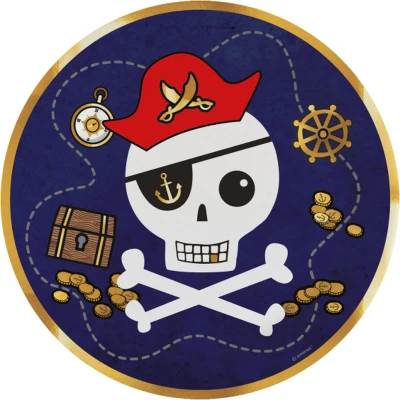 Afbeelding van 8 papieren borden Pirates Map 23 cm
