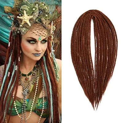 Afbeelding van Dsoar Haarestensions,dunne synthetische dreadlocks, 0,6 cm, dubbelzijdig, 50 10 strengen, lange gehaakte vlechten, hiphop stijl, zacht, dreads, haarverlenging