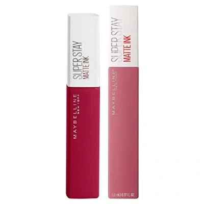 Afbeelding van Maybelline New York SuperStay Matte Ink Lip tint met dekking, intense, langhoudende kleur precisie getipte applicator Make up kit van 2 lipsticks 115 stiften en 15 lovers