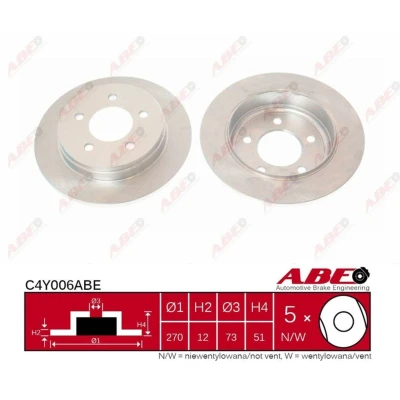 Afbeelding van ABE C4Y006ABE Remschijf Achteras 270 12 5 volledig