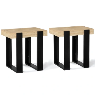 Image de Lot de 2 tables chevet PHOENIX d&#039;appoint bois et noir