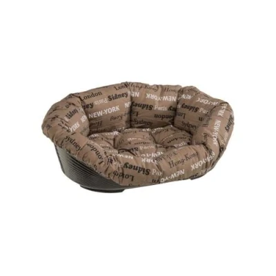 Afbeelding van Ferplast hondenbed en kattenbed met kussen Sofa&#039; 4 van katoen, wasbaar, kunststof, mand geperforeerde bodem, antislip, 64 x 48 25 cm, bruin
