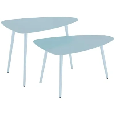 Afbeelding van Outsunny Koffietafelset Staal 65x45x45cm Lichtblauw