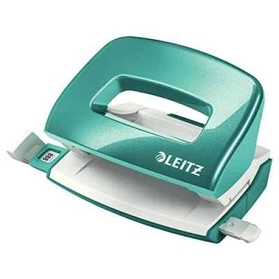 Afbeelding van Leitz WOW Mini Perforator Perforeert Tot 10 Vel Voor Mappen En Ringbanden Ideaal Thuiskantoor/Thuiswerkplek Ijsblauw