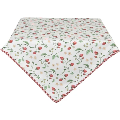 Afbeelding van Clayre &amp; Eef Tafelkleed 150x250 cm Wit Rood Katoen Tafellaken