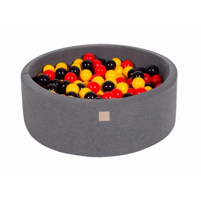 Afbeelding van Katoenen Ballenbak in Donkergrijze Kleur Ballenbakje België Geel/Rood/Zwart