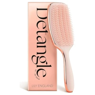 Afbeelding van Lily England Detangling &amp; Styling Brush pijnvrije borstel voor krullend nat en droog haar met flexibele borstelharen gemakkelijk te houden roségoud vrouwen van 3 c tot 4 krullen