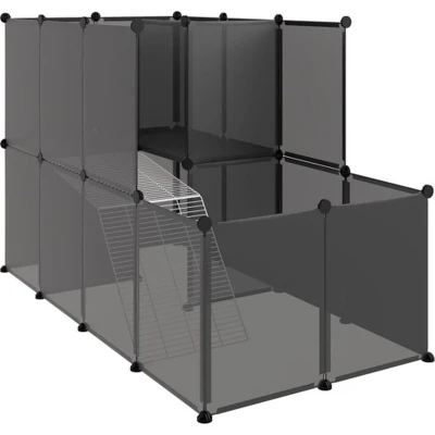 Afbeelding van vidaXL Dierenhok klein 142x74x93 cm polypropeen en staal zwart