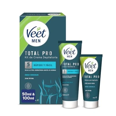 Afbeelding van Veet Men intieme ontharingsset, ontharingscrème voor mannen, tube van 100 ml en 50 verzorgingsbalsem