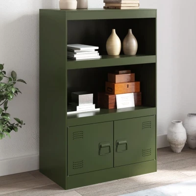 Afbeelding van Dressoir 67x39x107 cm staal olijfgroen
