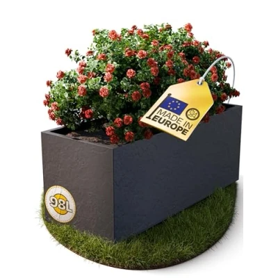 Afbeelding van Ondis24 Bloempot Vulkaan 100 cm, leisteenlook met waterreservoir, plantenbak hoog, winterbestendig (antraciet)